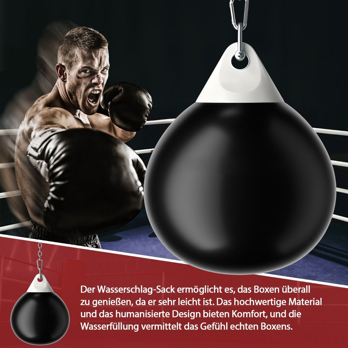 Ø45 Cm Wasserboxsack 50 Kg Boxing Punching Bag Mit Verstellbarer Metallkette Schwarz
