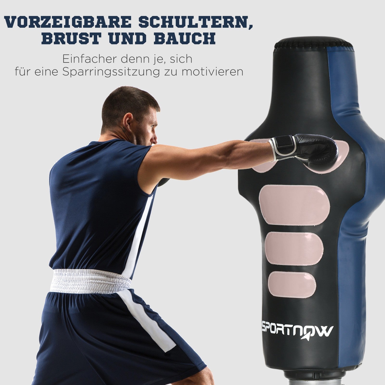 Free Standing Punch Bag, Height Adjustable Punching Dummy with Muscle Target
