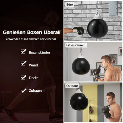 Ø45 Cm Wasserboxsack 50 Kg Boxing Punching Bag Mit Verstellbarer Metallkette Schwarz
