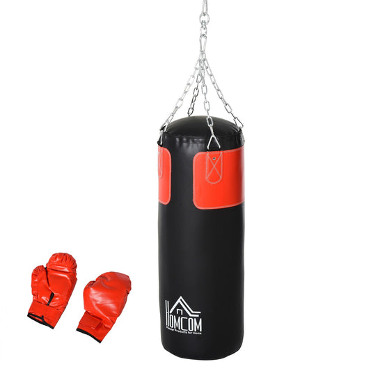 Box-Set Boxsack Hanging Boxing Heavy Bag Mit Boxhandschuhe 16 KG Schwarz+Rot