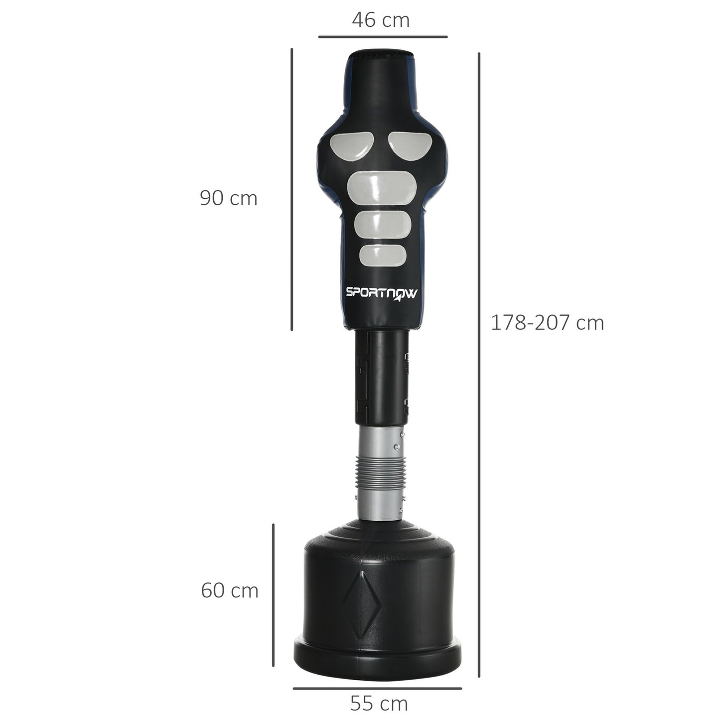 Free Standing Punch Bag, Height Adjustable Punching Dummy with Muscle Target