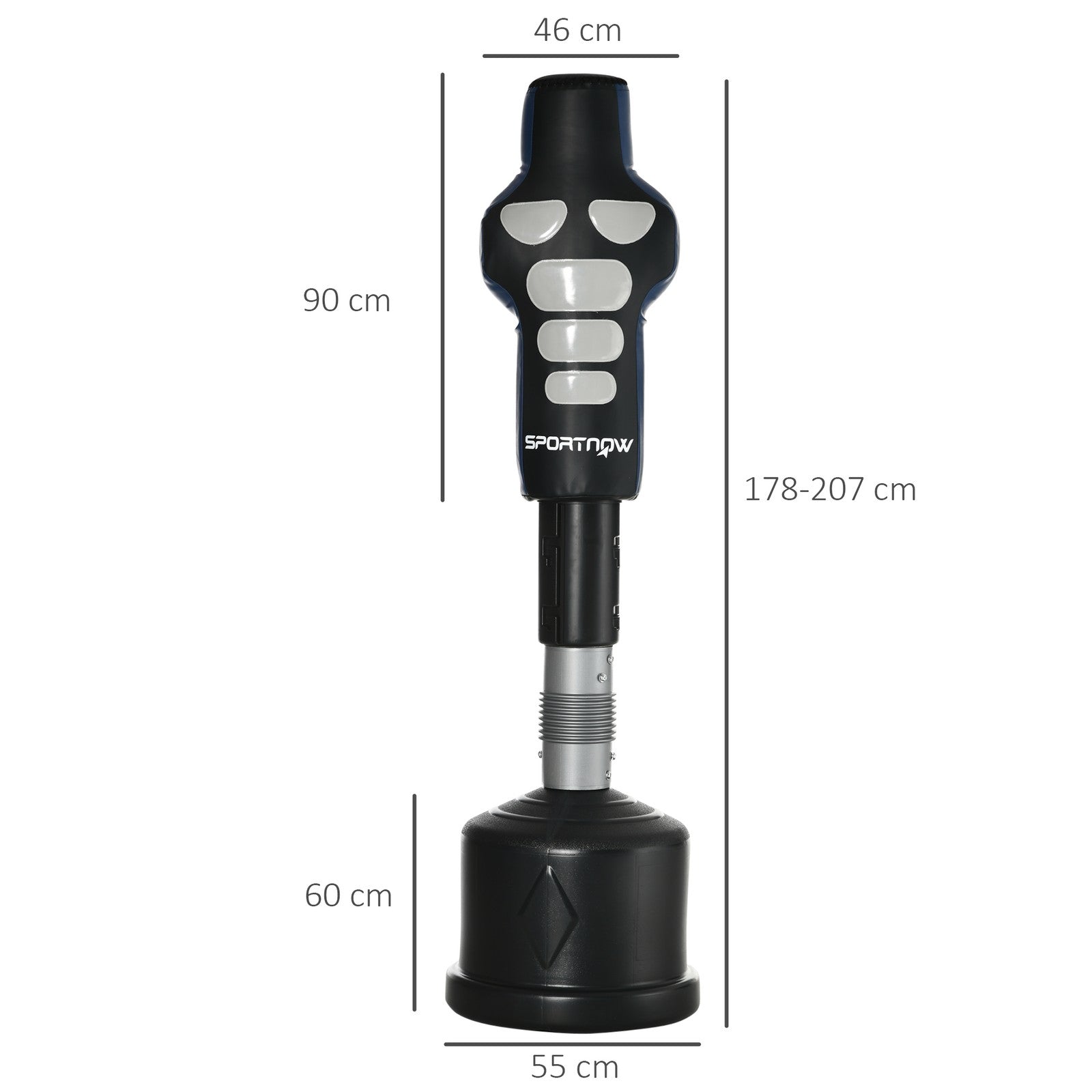 Free Standing Punch Bag, Height Adjustable Punching Dummy with Muscle Target